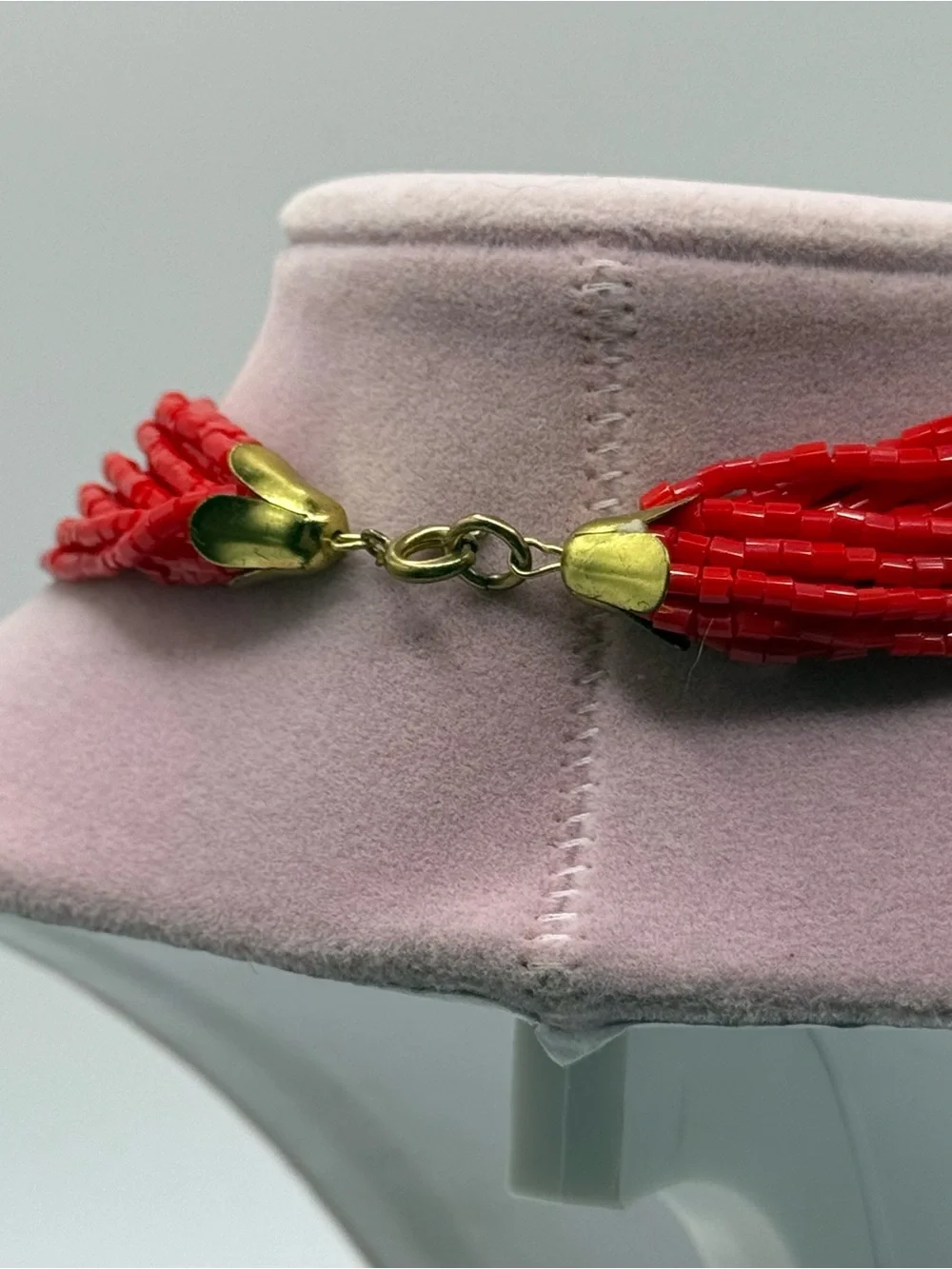 Vintage Red Multi-Strand Seed Bead Necklace - Women Jewelry
